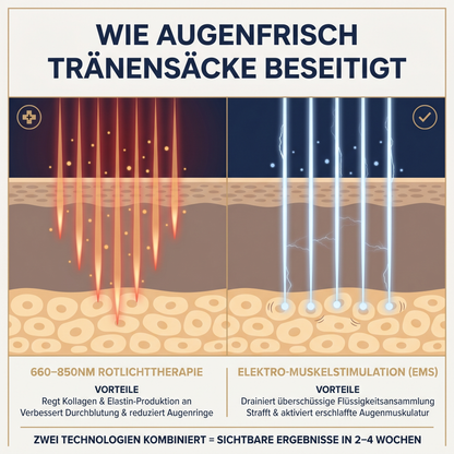 AugenFrisch — Rotlicht + EMS gegen Augenringe und Tränensäcke.